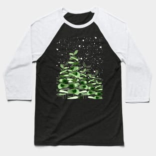 Green Eucalyptus Leaves in Snowy Night Baseball T-Shirt